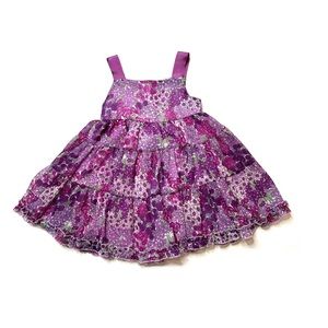 Old Navy Purple Floral Tiered Grossgrain Ribbon Strap Sleeveless Dress S…